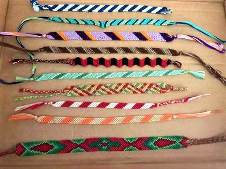 Tkané etno náramky - sada 15 ks, 