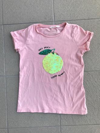 Tričko s meniacimi flitrami - veľ.134/140, h&m,134