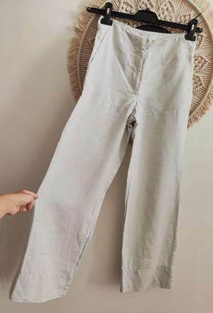 Ľanové nohavice s vysokým pásom hennes, xs