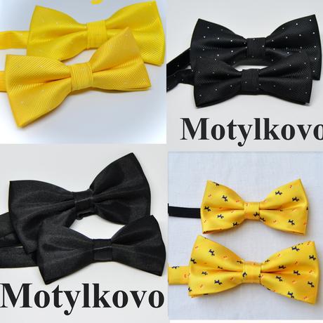 Motýlik, motýliky pre otca a syna, čierne, žlté, 