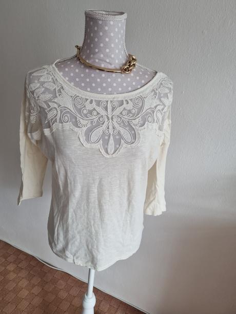 Maslový top s čipkou f&f veľ. 38, f&f,38