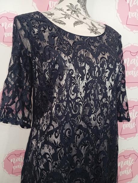 Čipkované modré šaty elena botega, 42