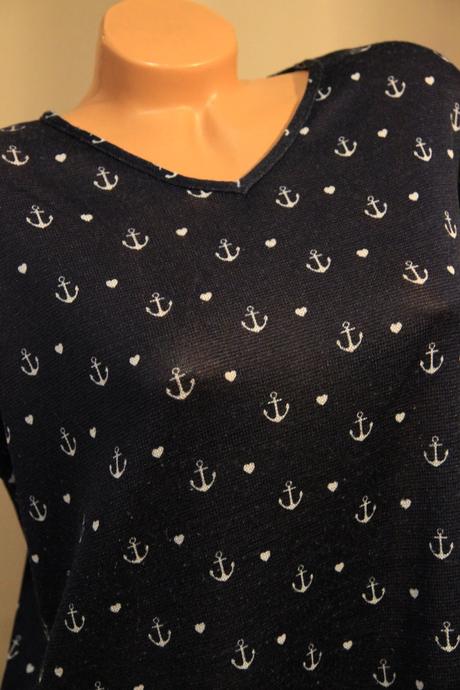Tmavo modrý top s kotvami, xl, xl