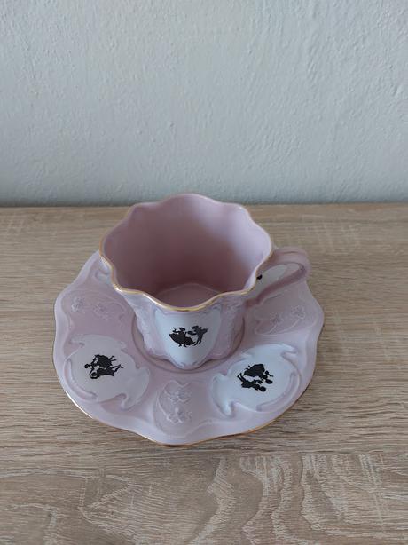 Ruzovy porcelam h&c - salka s podsalkou, 