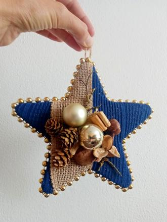 Vianočná hviezda - modrozlatá, 