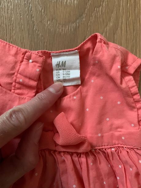 Lososové šaty s bodkami, h&m,80