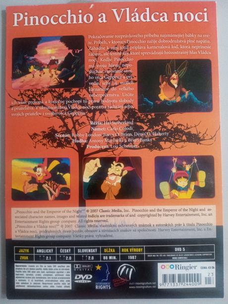 Pinocchio a vládca noci dvd, 