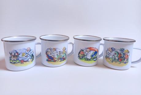 Smaltované hrnčeky s retro obrázkami, 