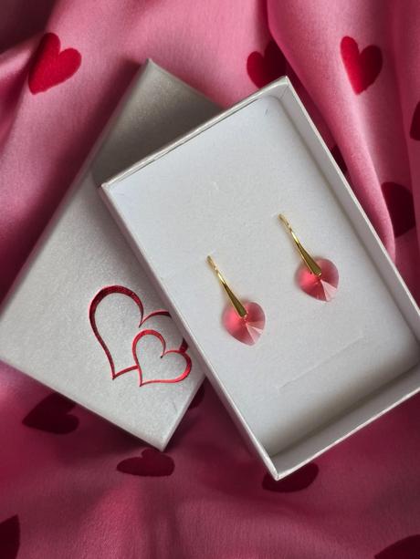Pozlátené náušnice swarovski elements srdce, swarovski