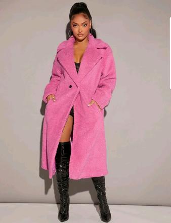 Chlpatý kabát pink, l / m / s / xs