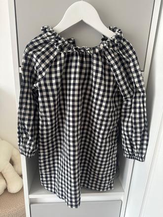 Kockované šaty h&m s balonovymi rukávmi, h&m,110