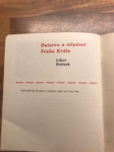 Detstvo a mladosť fraňa kráľa libor knežek,