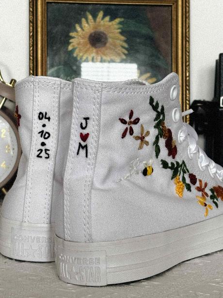 Plátené, ručne vyšívané tenisky, 36 - 42