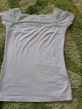 Snehobiele čipkované tričko, s