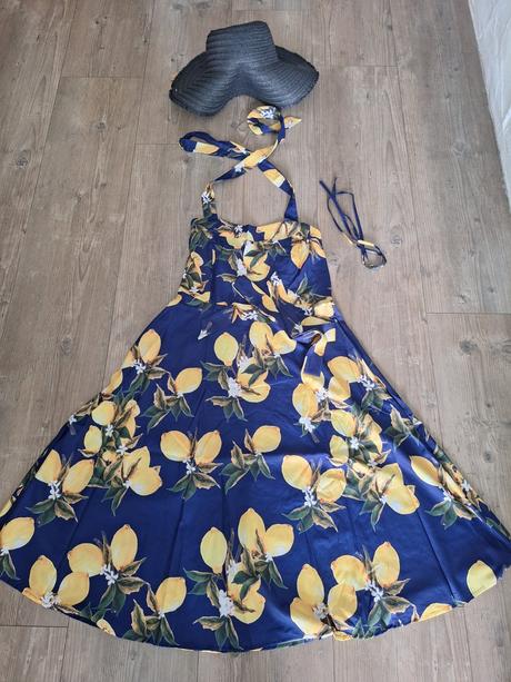 Retro šaty lemons, l / xl