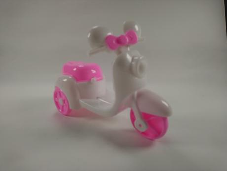 Trojkolesový skúter pre barbie bielo sýto ružový,