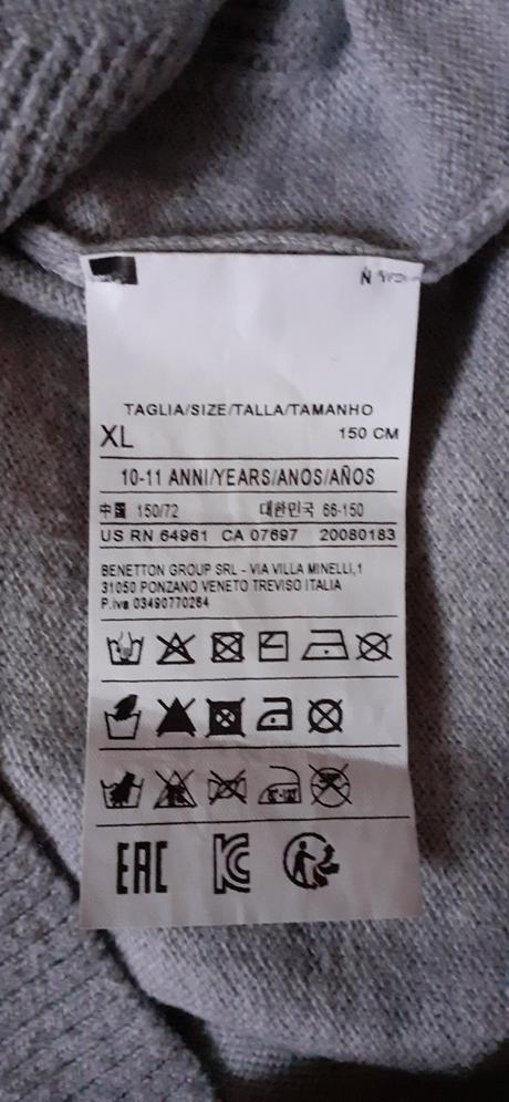 Šedý chlapčenský pulover united colors of benetton, 152