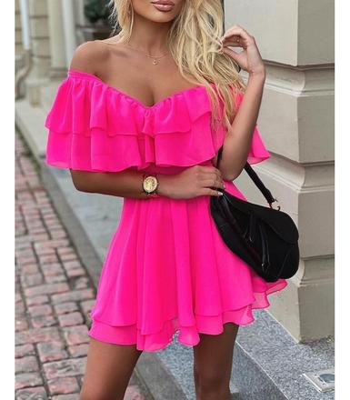 Saty barbie pink s volanikmi, m / s