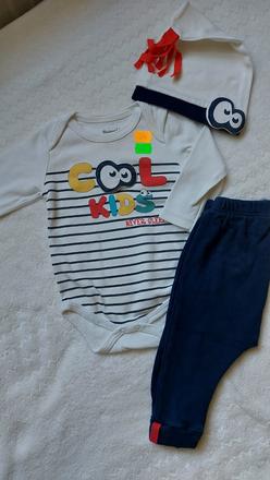 Súprava dlhé body, tepláčky, čiapka, 68