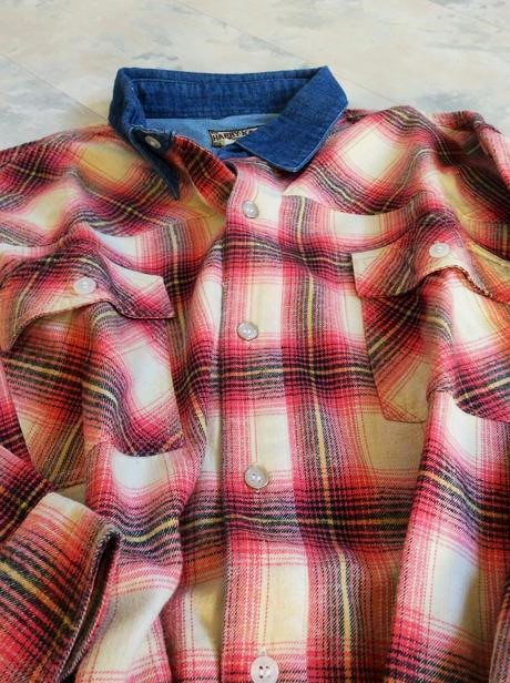 Flanelová košeľa s riflovým golierom, l