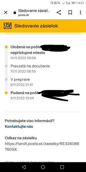 Zásielka uložená na pošte