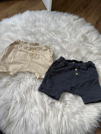 2 ks teplákových pudlovych šortiek, h&m,74