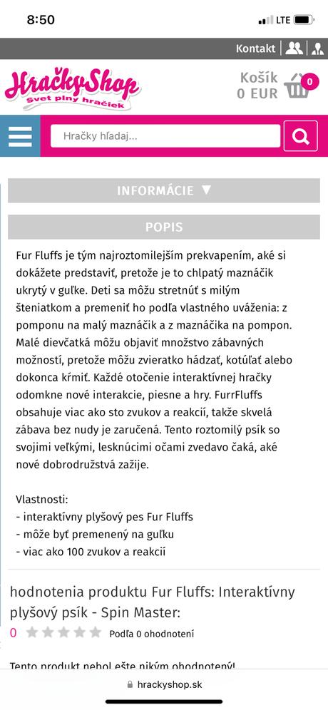 Interaktívny psík fur fluffs aj s postovnym, 