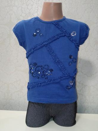 Dievčenské tričko s fodričkami a flitrami (116), 116
