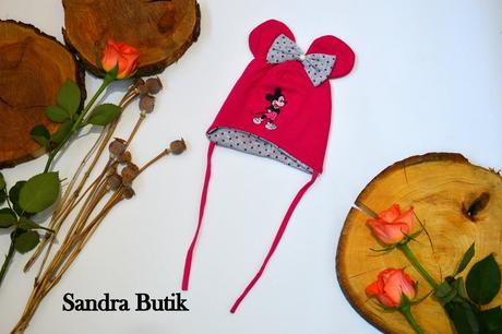 Detská čiapočka mickey s uškami obvod 38 - 42 cm, 56 - 98