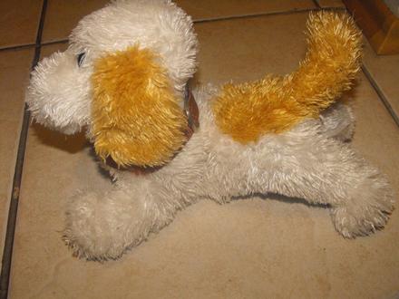 Plyšový psík s obojkom,