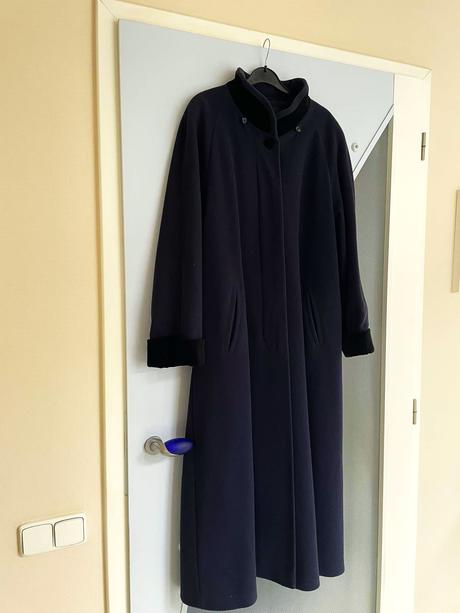 Luxusný dlhý vlnený kašmírový kabát, xl