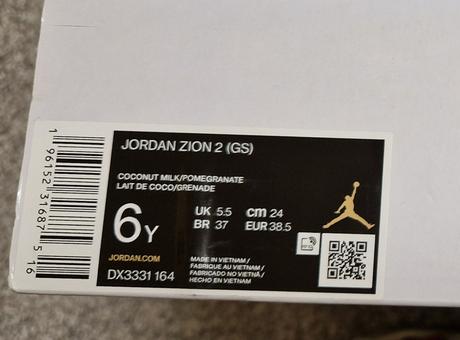 Jordan zion 2 (gs), air jordan,38