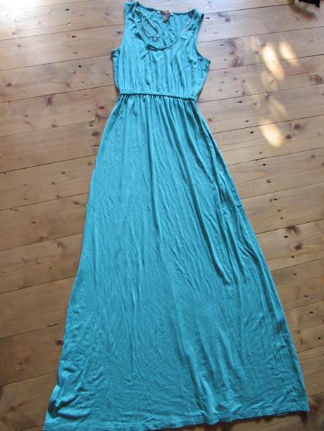 Bledotyrkysové maxi šaty, s