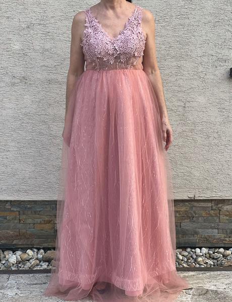 Dlhé šaty s čipkou na ples/stužkovú, 38 / m