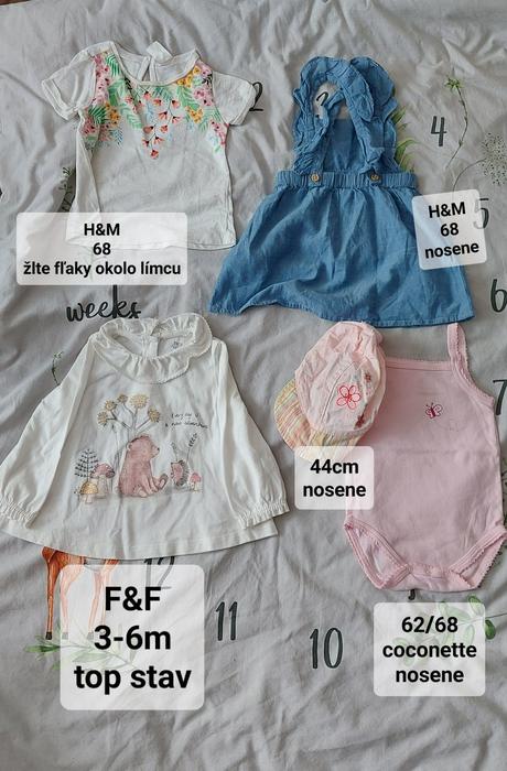 Balík 26ks na leto pre dievčatko veľkosť 3-6m, 68–80
