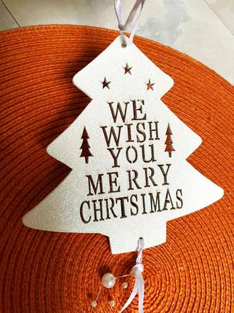 Vianočná drevená trblietavá ozdoba, 