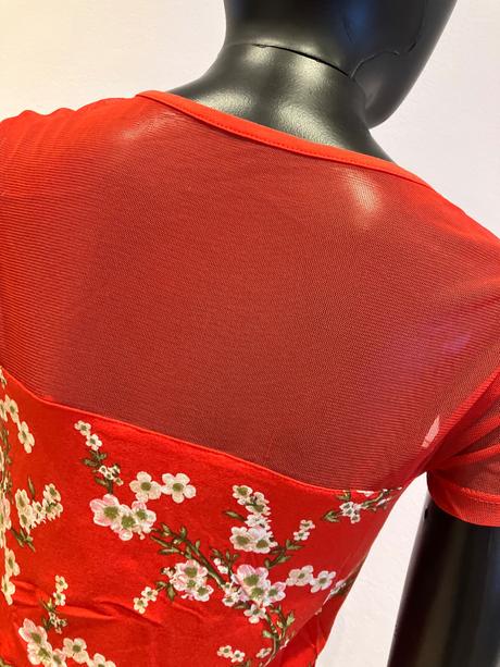 Dámske kvetované tričko červené melrose (36), s