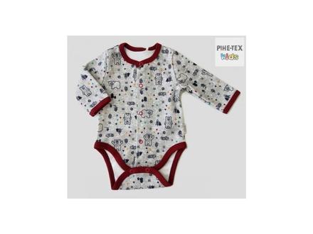 Kojenecké body dlhý rukáv s bordovým lemovaním, 62 / 68