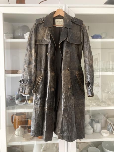 Kožený kabát, pepe jeans,m