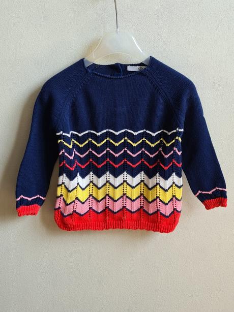 Tmavomodrý pruhovaný dievčenský pulóver vel. 68, marks & spencer,68