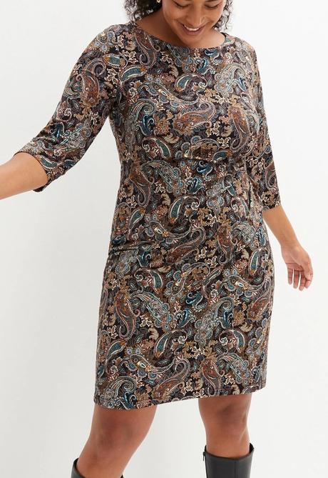 Úpletové šaty s paisley potlačou, vel. 52, bonprix,52