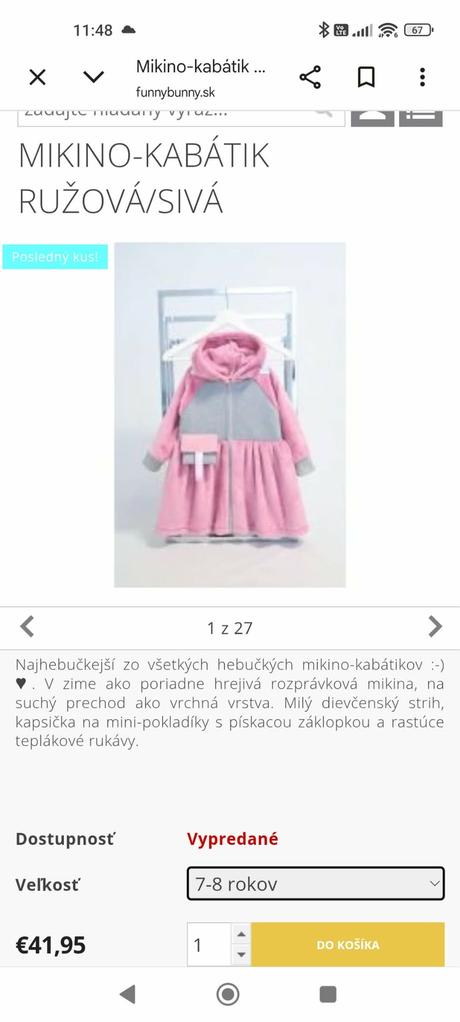 Mikino kabátik funny bunny, funny bunny,128