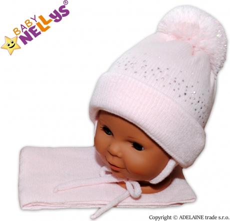 Zimná čiapočka s brmbolcom a šálom, 68 / 74 / 80 / 86