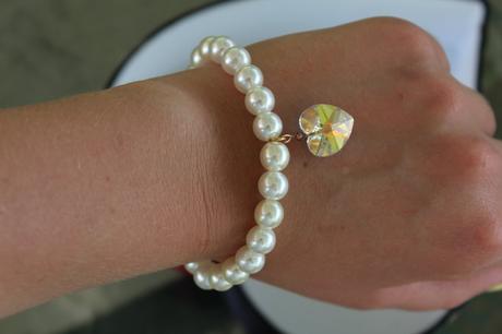 Perlový náramok so swarowski príveskom, 