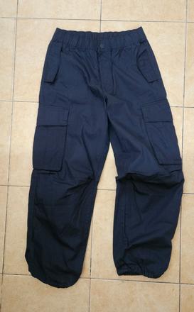 Modré tenké nohavice, h&m,152