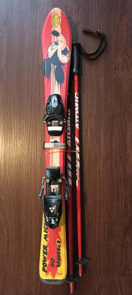 Detské lyže disney + palice, volkl,80-89 cm