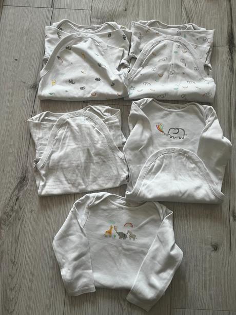 5 balenie bielych body s dlhým rukávom, next,92