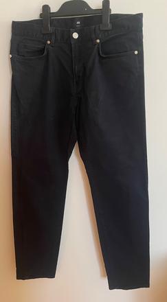 Tmavomodre slim fit nohavice h&m, h&m