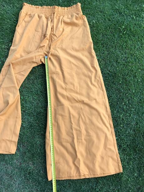 Horčicové široké nohavice, xl