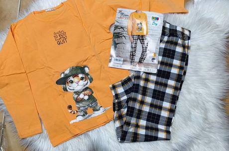 Detské bavlnené pyžamko žlté s tigrom, 80 - 158